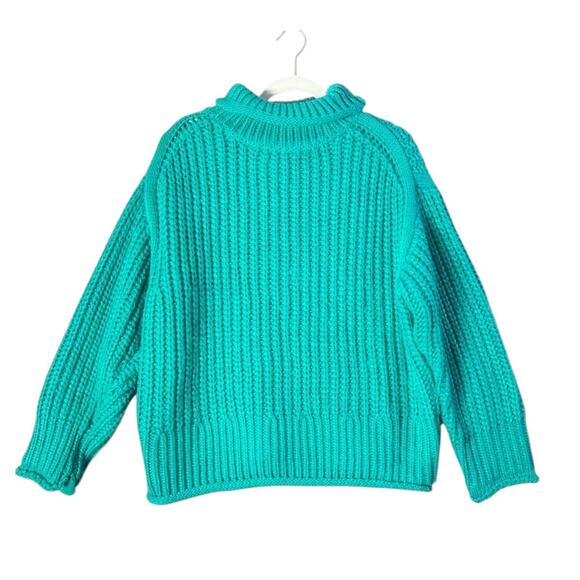 POL Chunky Knit Turtleneck Sweater Teal Green Women’s Cozy‎ Pullover M - Picture 9 of 12